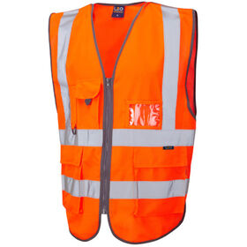 Leo Workwear Hi Vis Barnstaple Superior Railway Waistcoat