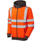 Leo Workwear Hi Vis Saunton Full Zip Hooded Sweatshirt